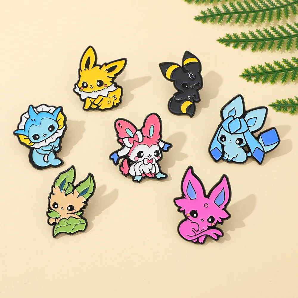 Pokemon Eevee Pin de solapa esmaltado - Broche de monstruo de juego de dibujos animados para mochila Joyería de moda Regalo de vacaciones ideal para amantes de los anime