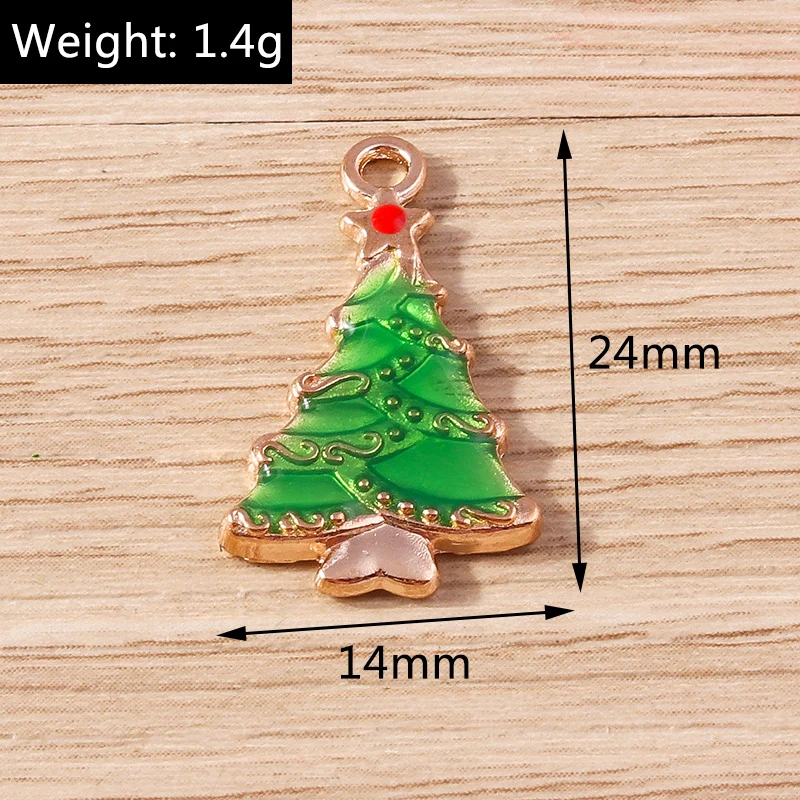 10 Stück gemischte Emaille-Weihnachtsbaum- und Rentier-Anhänger für Schmuckherstellung, Ohrhänger, Halsketten, Armbänder, DIY-Bastelzubehör – Detail 6