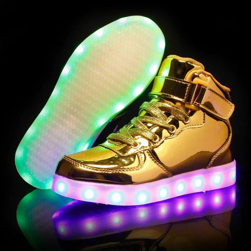 New Year LED Light Up Shoes for Boys Girs USB Charging Flashing Luminous Trainers for Festivals Kids Christmas Party Shoes