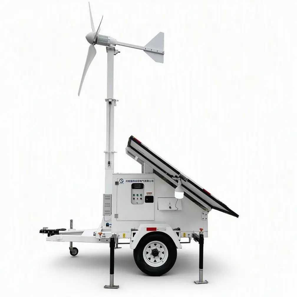 Mobile Wind Solar Hybrid Power Station Trailer Towable Off Grid Generator For Emergency Base Station Field Camp GW Mobile 1210