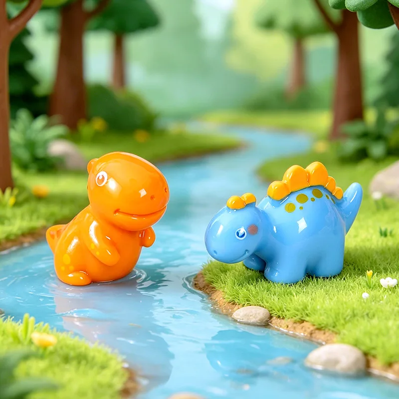 C9 6pcs Color Glossy Little Dinosaur Figures Miniature Micro Decorations for Party Fairy Gardens DIY Dollhouse Decor Christmas