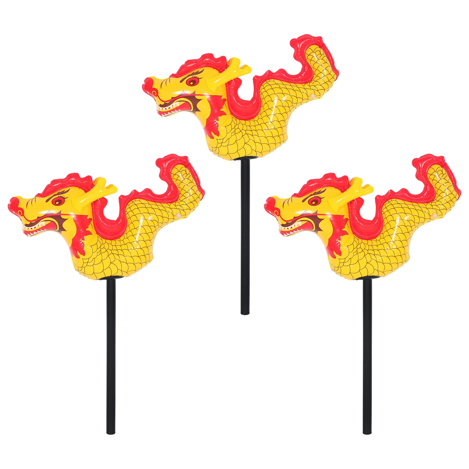 

3Pcs Inflatable PVC Dragon Balloons Stick Hammer for Chinese New Year Party Lunar New Year Festival Decorations