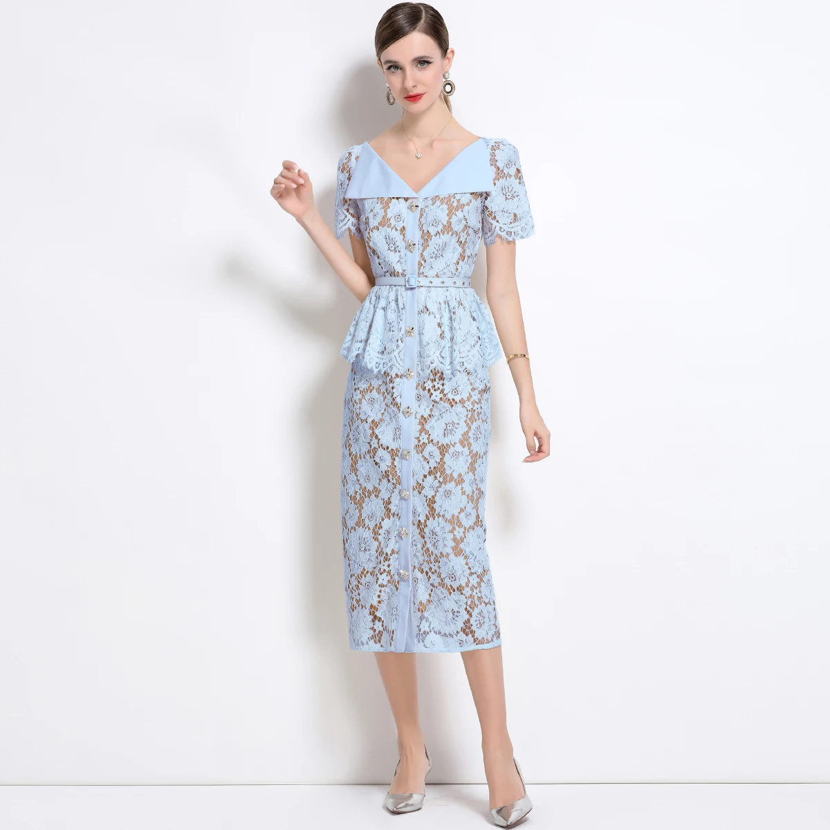 Borduren Formele Luxe Avondjurk Vrouwen Zomer Kristal Gehaakte Hol Korte Mouw Kant Lange Jurken Party Vestidos