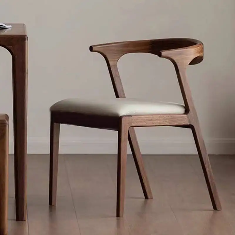 

Dark Brown Luxury Dining Chairs Arm Rest Antique Wood Foldable Dining Chairs Living Room Kitchen Sillas Comedor Nordic Furniture