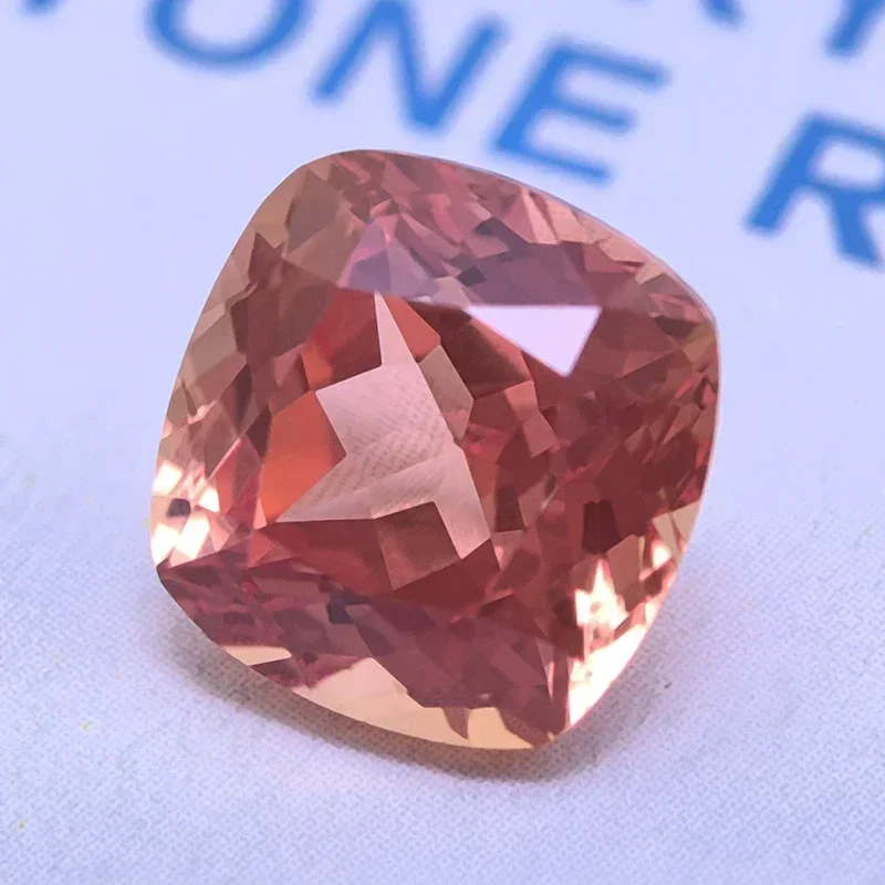 Lab Grown Sapphire Orange Color Square Cushion Shape Top Quality Charm Beads For Diy Jewel Making Selectable AGL Certificate