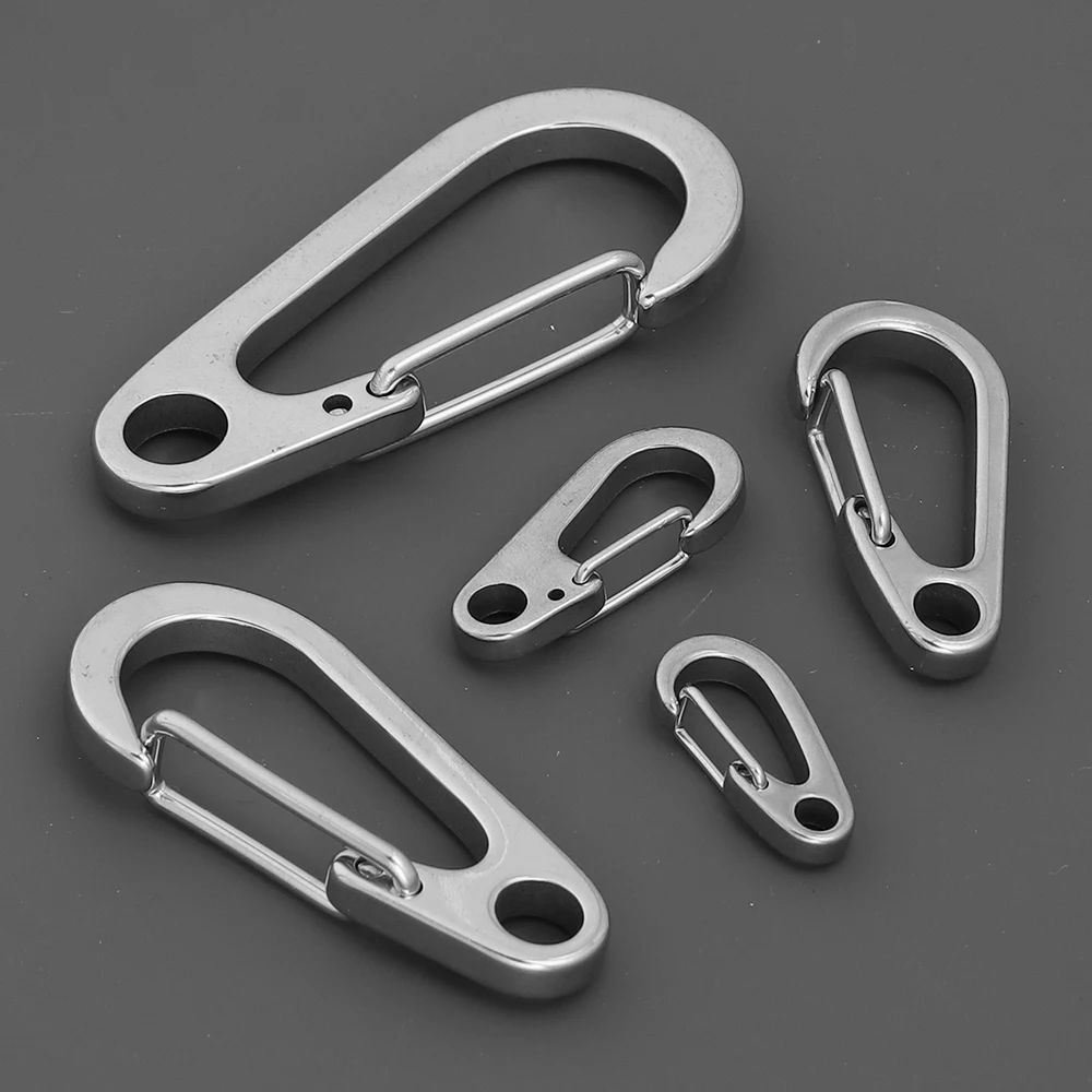 2/5pc Stainless Steel Lobster Clasp Buckle Keychian Carabiners Outdoor Camping D-ring Backpack Buckles Key Chains Spring Snap