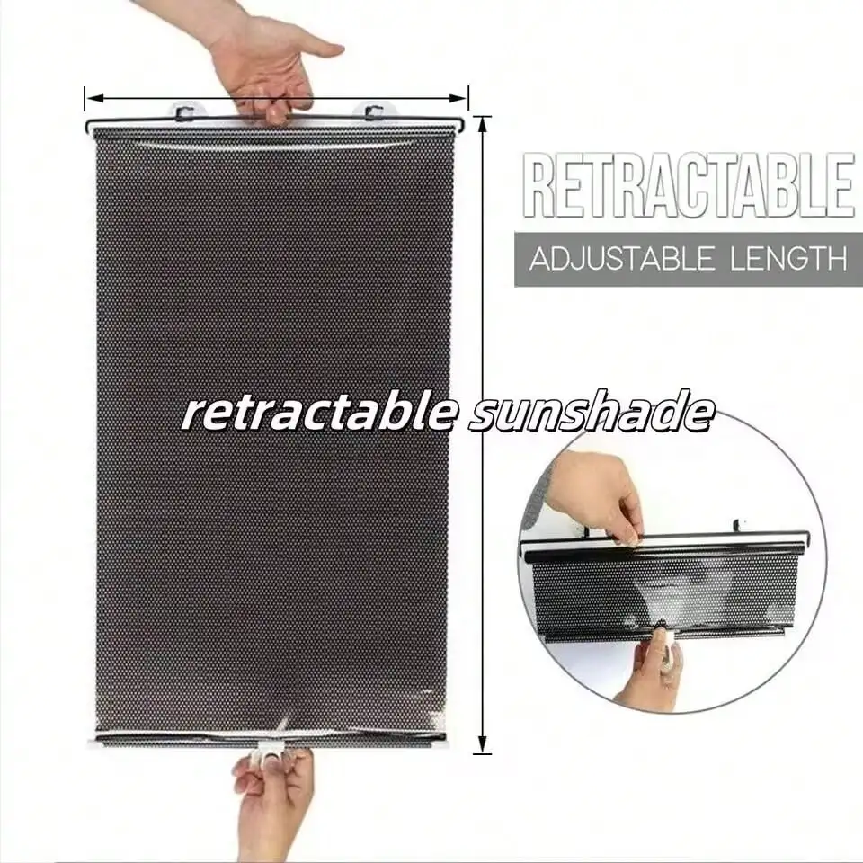 

Retractable Car Sun Shade UV Protection Heat Insulation Roller Blind For Most Vehicles