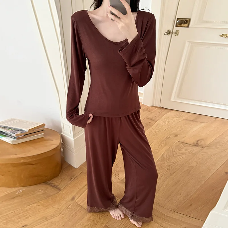الراحة مشروط منامة مجموعة امرأة السراويل مجموعات جديد الخريف الشتاء ضئيلة أعلى الخريف الشتاء أسفل ارتداء بيجامة المرأة ملابس المنزل