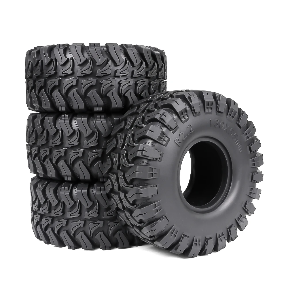 4PCS 2.2 Boot RC Crawler Tires 130*55mm Mud Rock Off-road Rubber Tyres with Foam Inserts for 1/8 1/10 TRX4 SCX10 YIKONG H8H RC