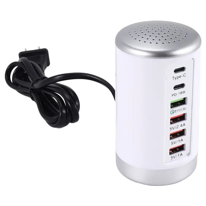 65W USB Fast HUB Quick Charge QC3.0 Multi 6 Port USB Type C PD Charging Station US Plug-Y18A