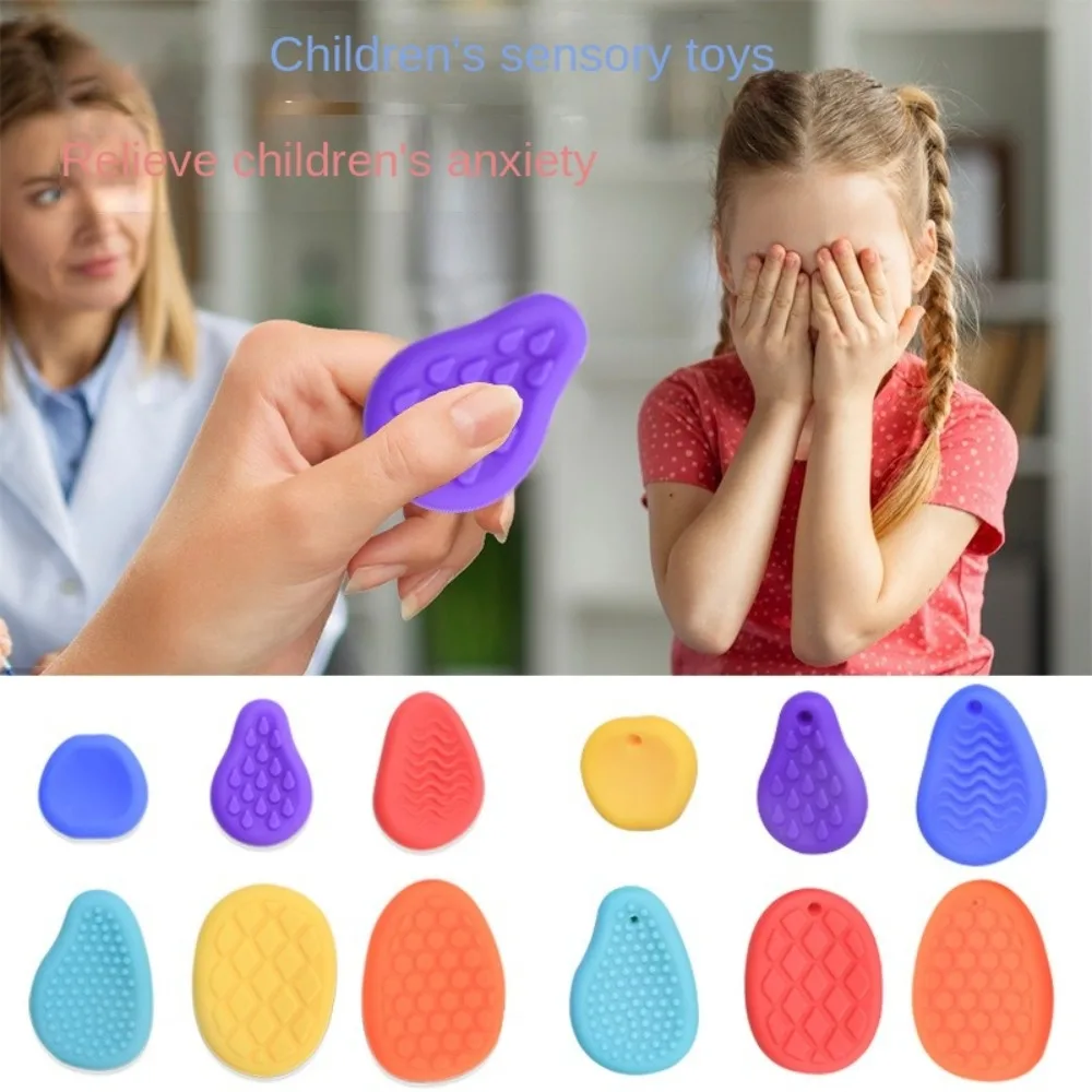 6 pçs silicone preocupação pedra brinquedo macio seguro sensorial brinquedos tdah adolescentes acalmar com corda natal meia stuffers