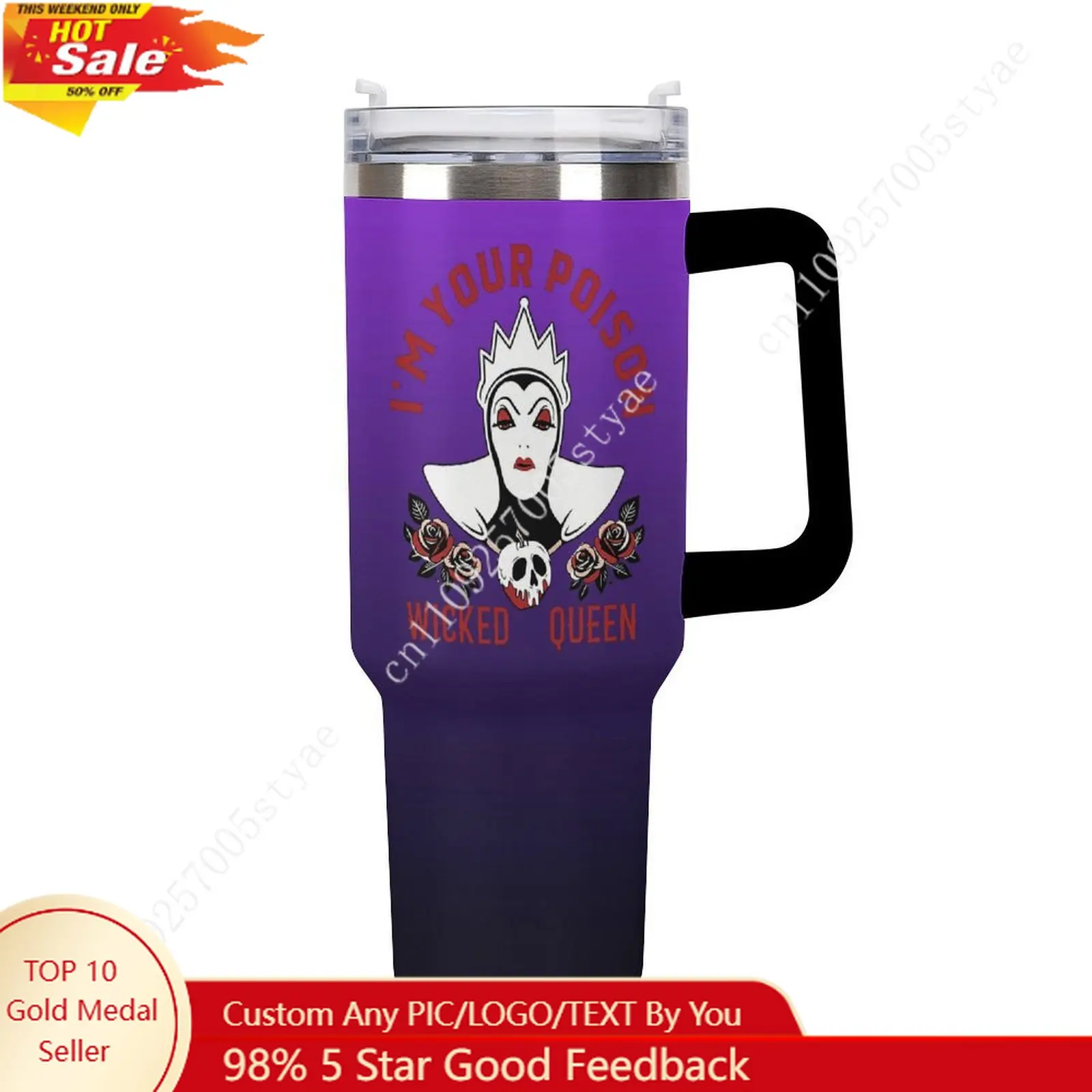 

The Evil Queen Insulated Water Bottle Disney Cartoon Custom Design Your Personal Text Images Car Cup Travel Water Bottle 40 Oz