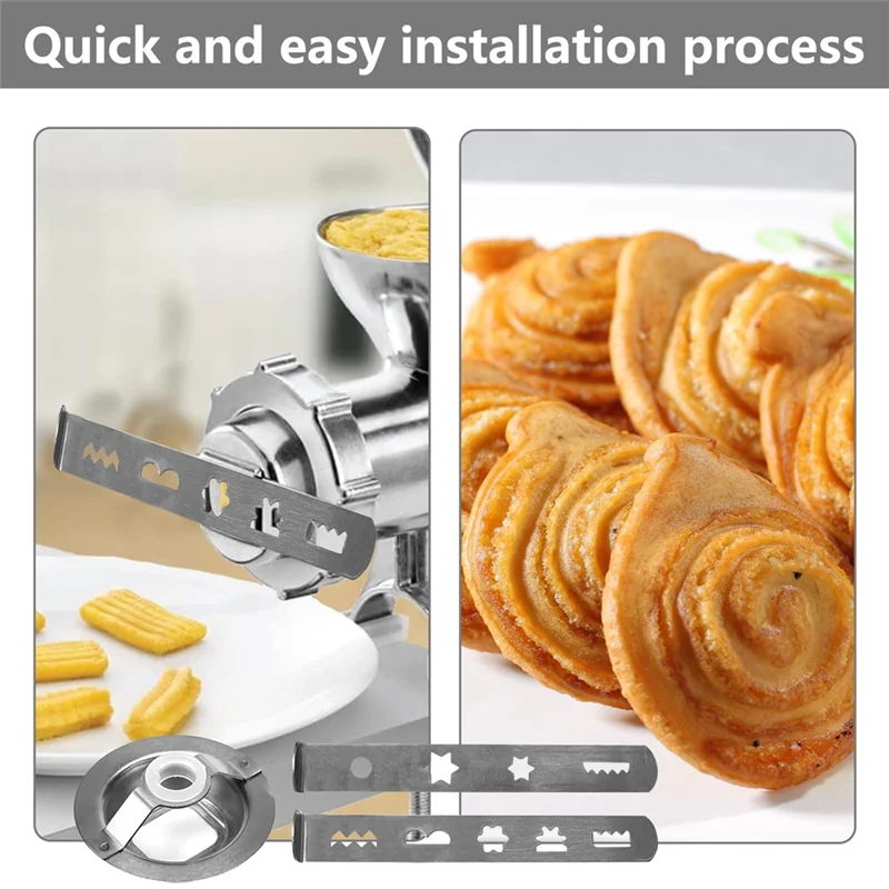 BAAG-Set Of 2 Biscuit Attachment Accessories,8 Shapes,Biscuit Attachment With Connecting Ring, For Meat Mincer,Food Processor
