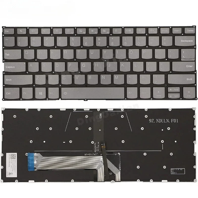 

Клавиатура D+Laptop для Lenovo Yoga C740-14 C740-14IML ideaPad Flex-14IML Flex-14API Flex-14IWL с подсветкой, серая, американская раскладка