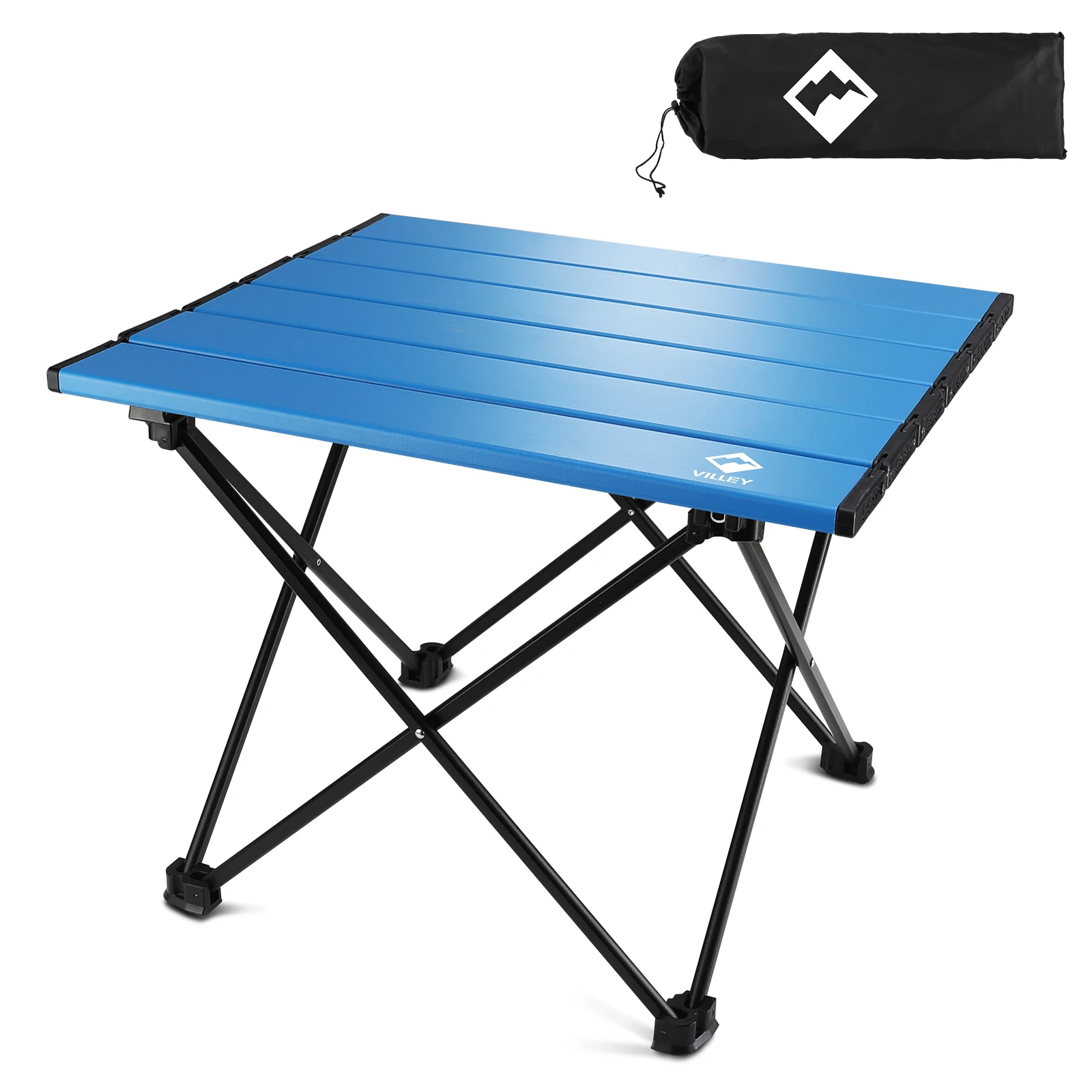 Villey Outdoor Folding Tables and Chairs Portable round Picnic Table Egg Roll Table Aluminum Alloy Camping Dinner Table