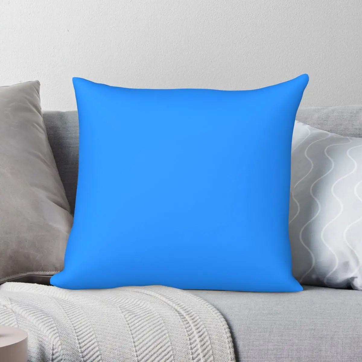 

PLAIN SOLID DODGER BLUE Pillowcase Polyester Linen Velvet Printed Zip Decor Room Cushion Case