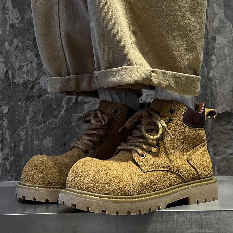 

Autumn Winter New Vintage Internet Celebrity Niche Fashion Trend Thick Bottom Breathable High Top Motorcycle Boots