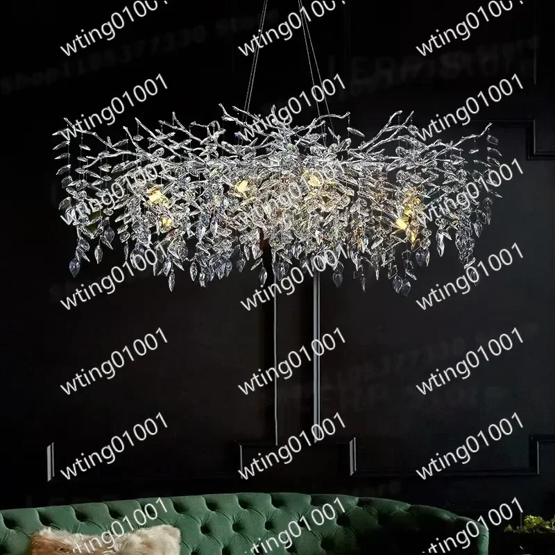 for Italian Designer Luxury Crystal Chandelier Gold Chrome Tree Branch Pendant Light LED Suspension Lamp for Villa Living