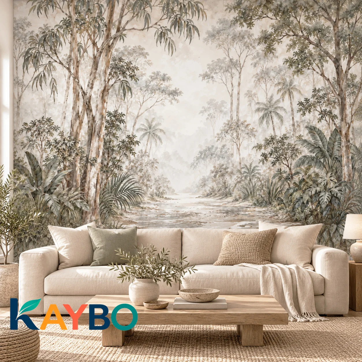 Forest Wallpaper Mural Tropical Jungle Landscape Wall Decor Nature River Bedroom Living Room Accent Wall Cover Non Self Adhesive