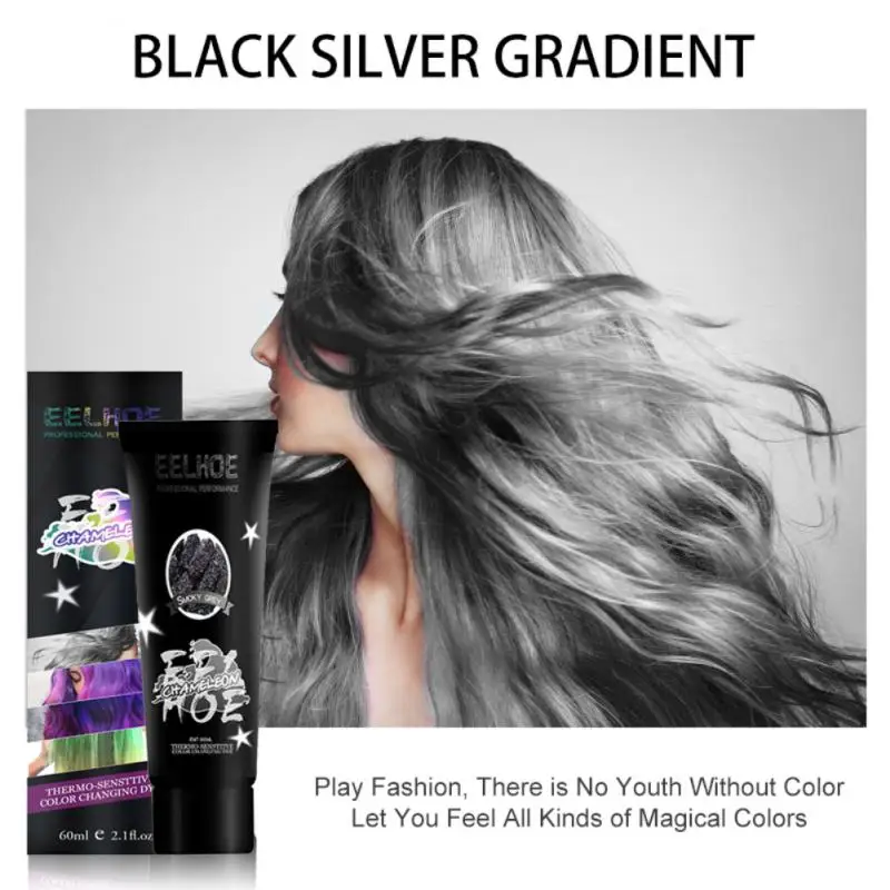 60ml Disposable Temperature Change Hair Dye 4Color Popular Gradient Color Hair Dye Warm Mermaid Color Changing Hair Color