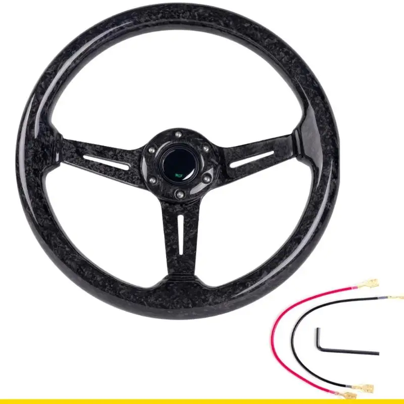 

SZCH High Performances 14" Forging Carbon Fiber Steering Wheel Smooth Contoured Grip Ergonomic Design for Most Vehicle Model