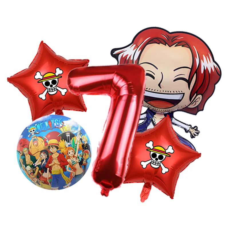 One Piece Verjaardagsballonarrangement Luffy Strohoed Folie plus Glitter Accent Mylar voor Kinderen Anime Taarttafeldecoratie