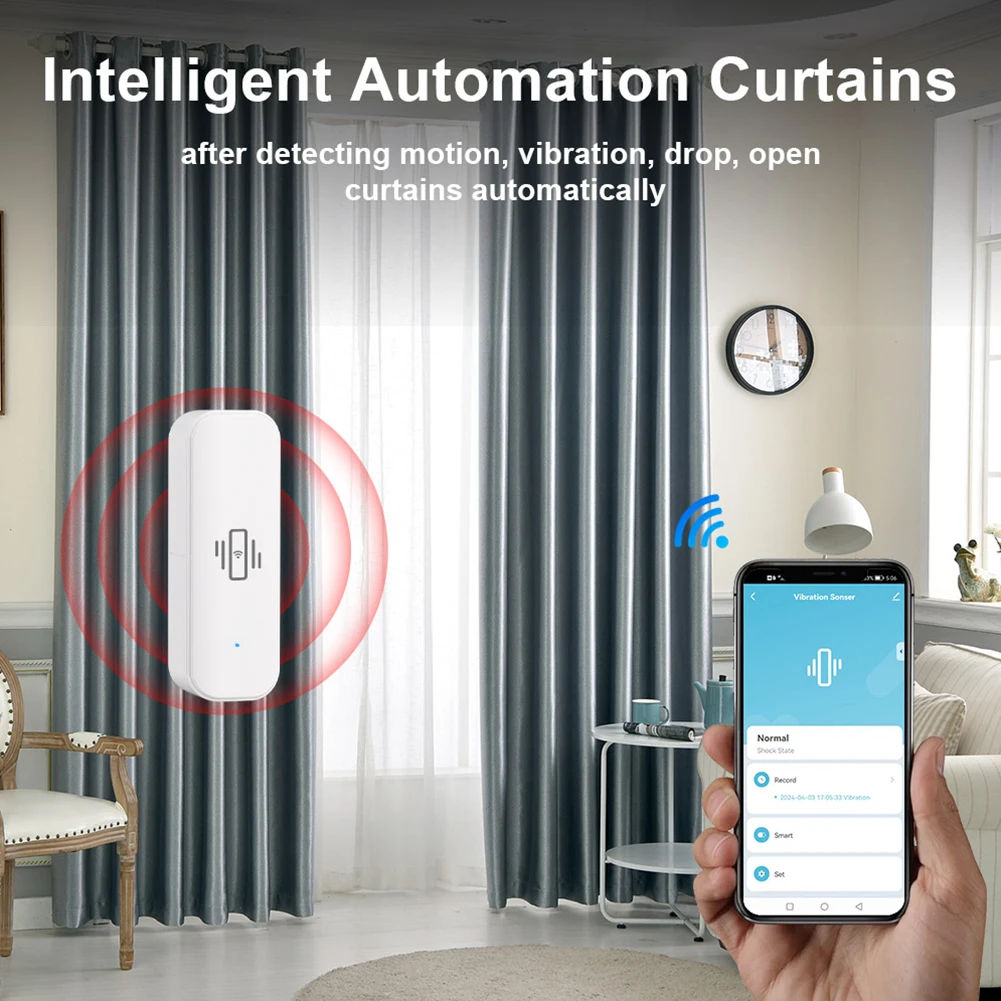 For WiFi Smart Vibration Sensor Home Security Protection Door Window Break Burglar Detection  Real-time Remote Shock Alarm