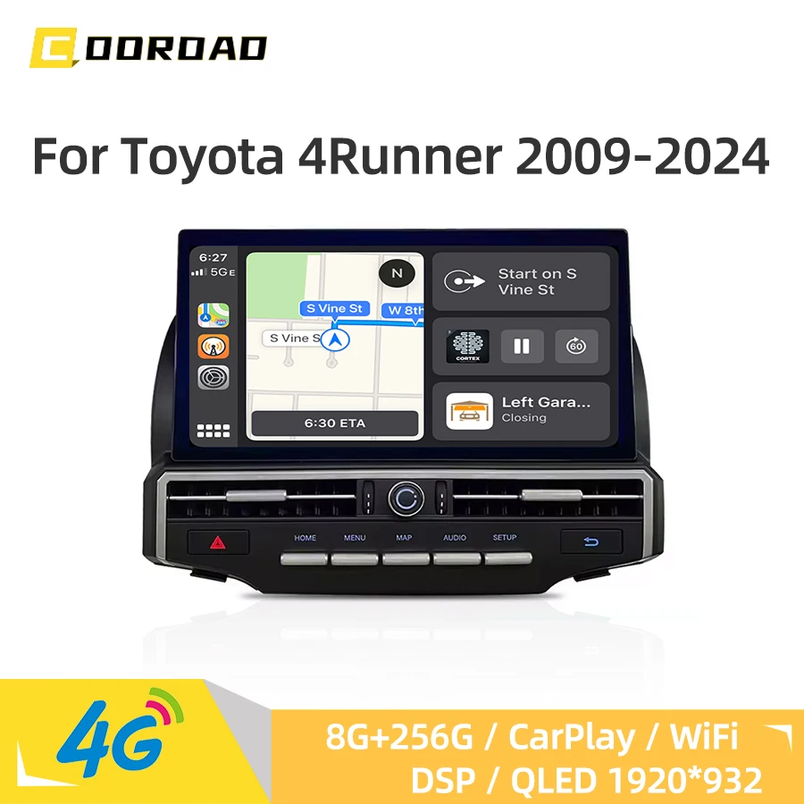 Android 14.0 Car Multimedia Player CarPlay GPS Navigation 4G WiFi Bluetooth RDS Stereo Car Radio For Toyota 4Runner 2009-2024