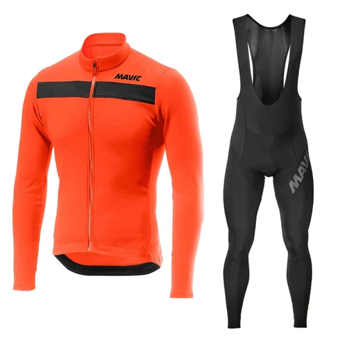Imagen 2 del producto RCC MAVIC Step nueva Primavera/otoño Conjunto de Jersey de Ciclismo de manga larga Ropa de bicicleta MTB pantalones con pechera Kit Ropa Ciclismo Culotte
