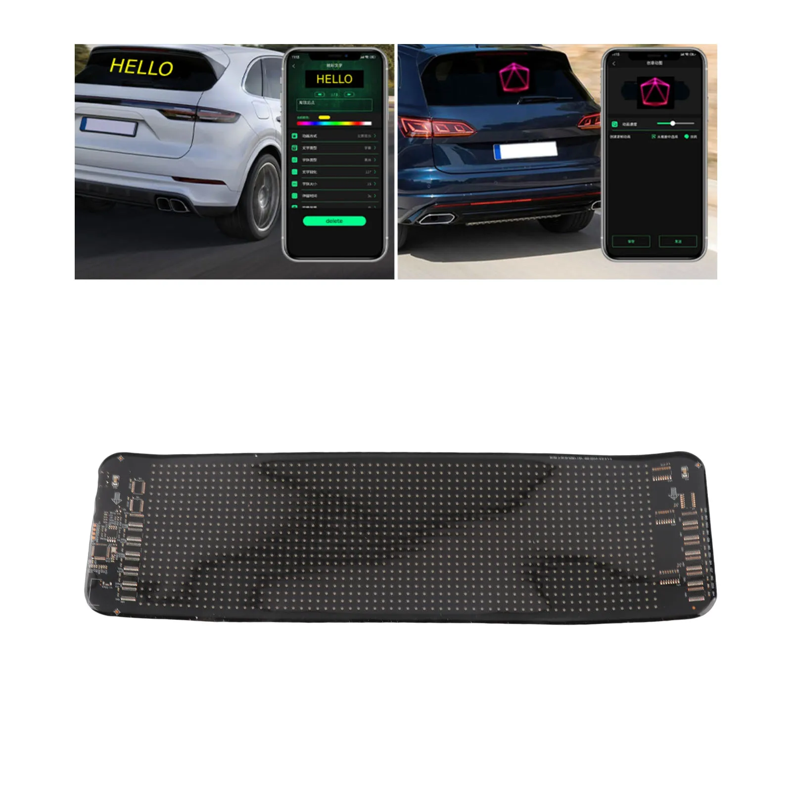 プログラム可能なledサインカー-64x20ドットマトリックス-137x4インチ-超高輝度-スクロール式-フレキシブル-デジタル-モバイルアプリ-リモートコントロール