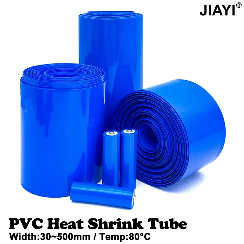Width 300mm~500mm 18650 PVC Heat Shrink Tube Battery Pack Blue Insulated Protection Film Wrap Lithium Case Cable Sleeve 1M~10M