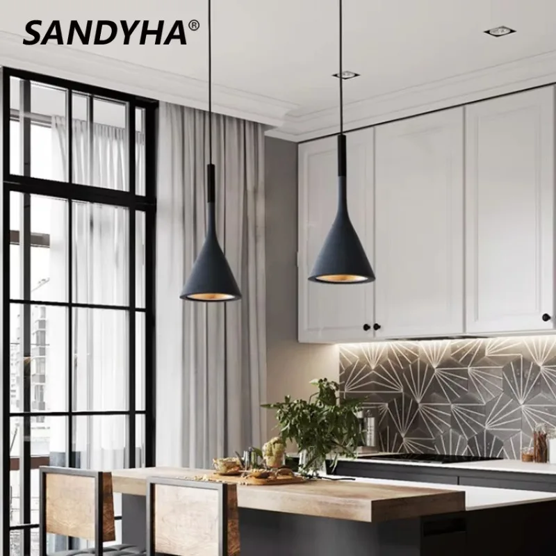 

Modern Led Pendant Lights Black White Kitchen Island Fixtures Bedroom Table Dining Room Hanging Lamp Lampshade Home Chandeliers