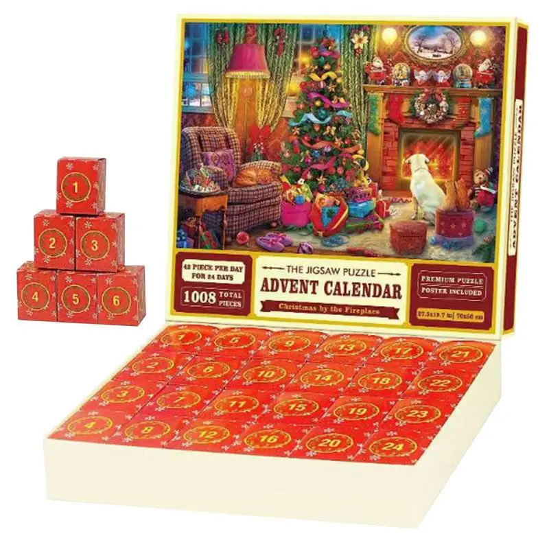 Weihnachten Puzzle Advents kalender Weihnachten Countdown Puzzles Geschenk tragbare 24 Advents kalender Puzzle Boxen für Kinder Kinder