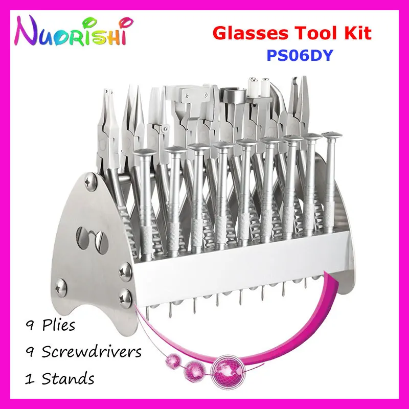 Glasses Plier Screwdriver Kit Eyewear Repair Hand Tool Stand Set PS06DY