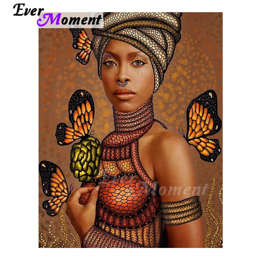 

Ever Moment Diamond Painting Africa Woman Nose Ring Butterfly Wall Picture Of Rhinestone Diamond Decoration ASF1090