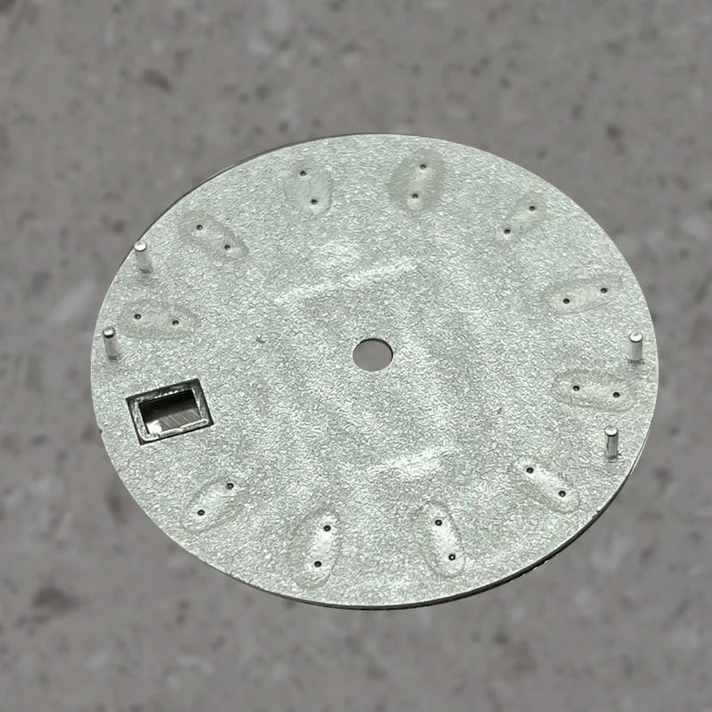 NH35 28.5mm Dial motif pohon cedar dengan logo GS, bercahaya hijau/biru, cocok untuk aksesori modifikasi jam tangan dengan mesin NH35/NH36.