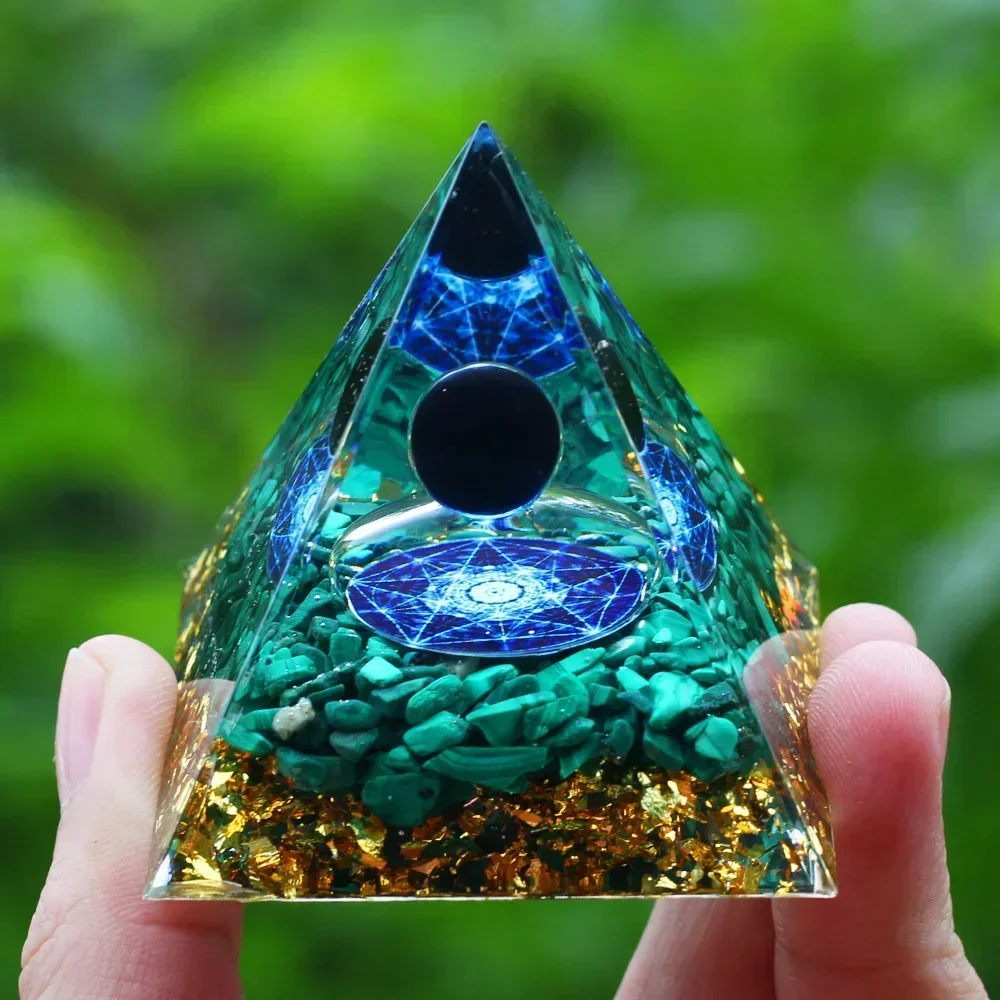 EEE Energy Pyramid Orgonite Reiki Natural Amethyst Ball Healing Crystals Chakra Tool Ornaments Resin Stones Craft Gifts friend