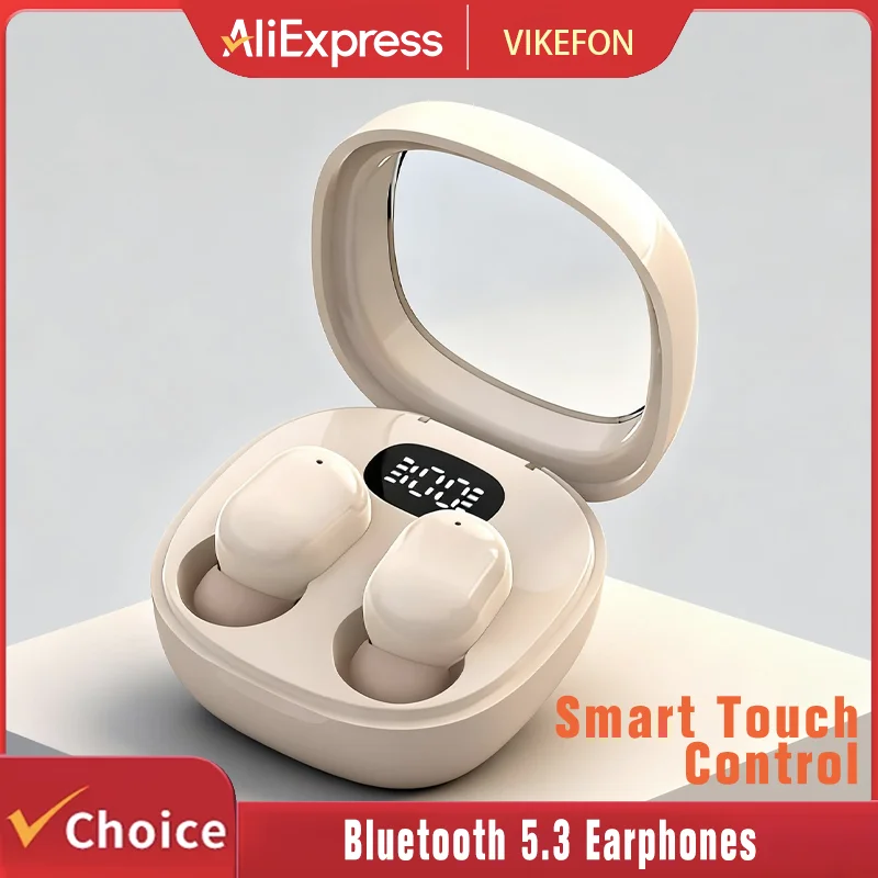 VIKEFON Bluetooth 5.3 Earphones Mini Headphones TWS Wireless Earbuds HIFI Stereo Noise Reduction Heasets with Microphones