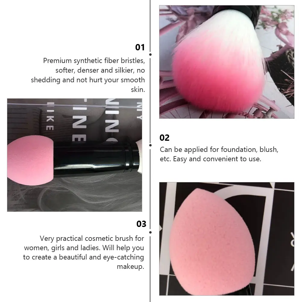 

3pcs Double Sided Brush Foundation Blush Powder Premium Synthetic Fiber Soft Dense Women Girls Makeup Tool Puff
