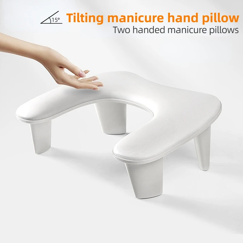 

Two Hands Nail Art Hand Pillow PU Material Hand Pillow Cushion Portable Removable Stand Tilt Design Manicure Stand Hand Pillow