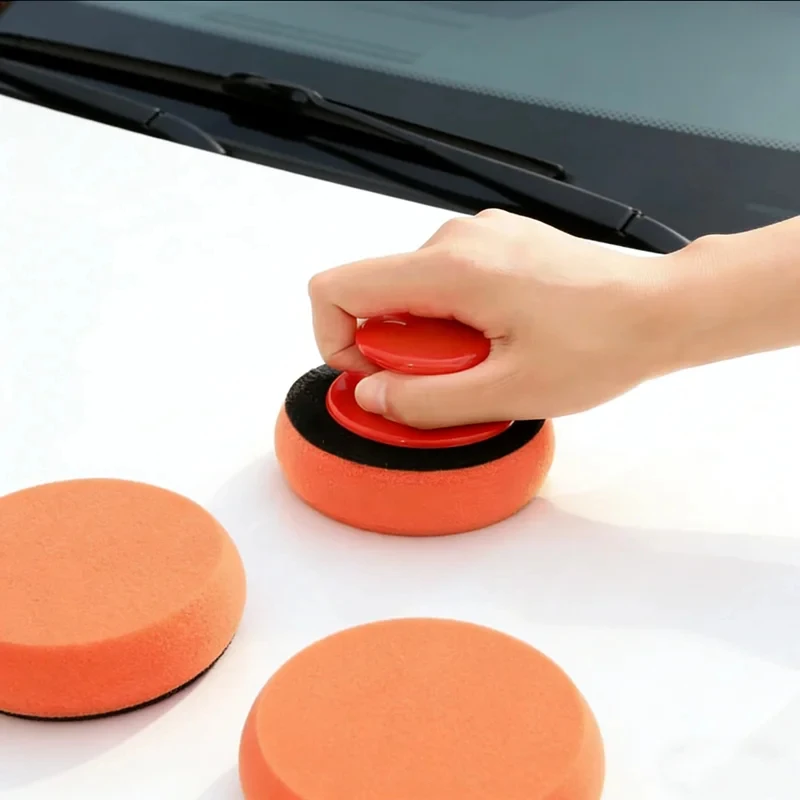 1/2/3/4/5set Car Wax Applicator Pads Set With Red Handle Soft Sponge Applicators Foam Wax Pad For Polishing And Cleaning Cars