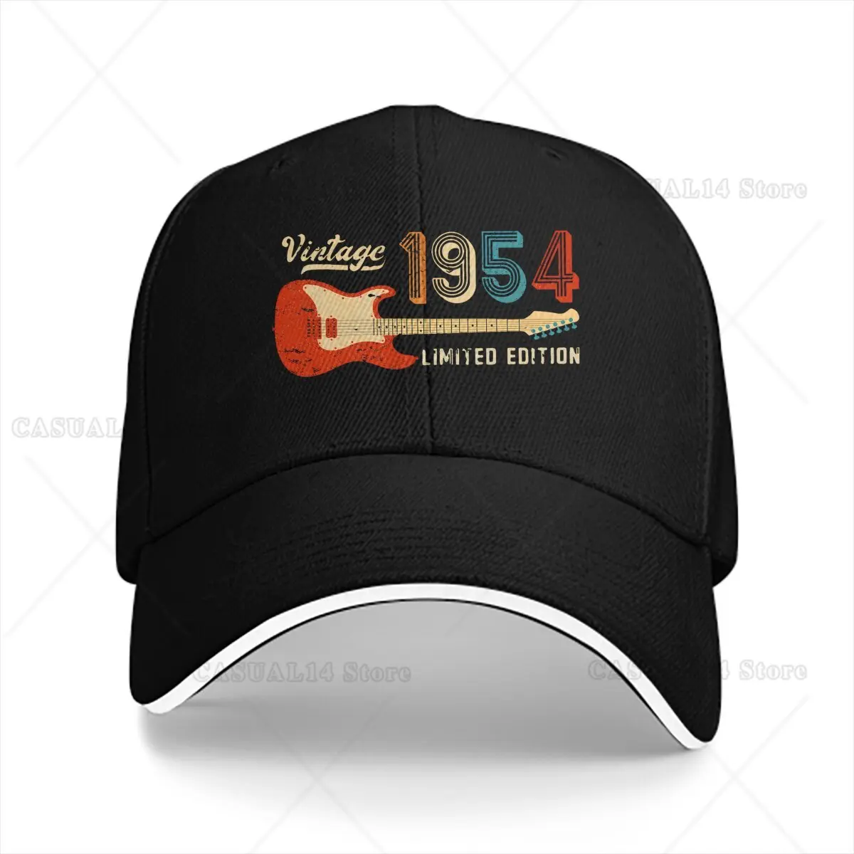 Gorra de béisbol Retro para hombre, gorro con visera de protección, Snapback, guitarra, regalo, talla única, 1954