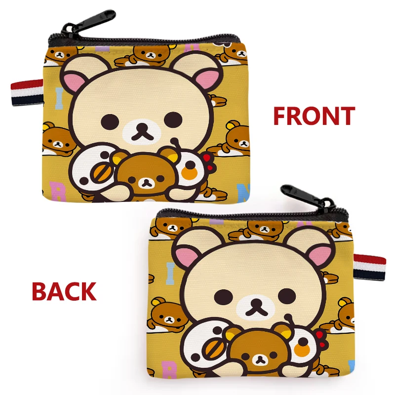 Rilakkuma Cartoon Coin Purses Canvas Wallet Women Earphone Key Money Storage Bag Cute Anime Zipper Pouch Girls Cards Holder Gift