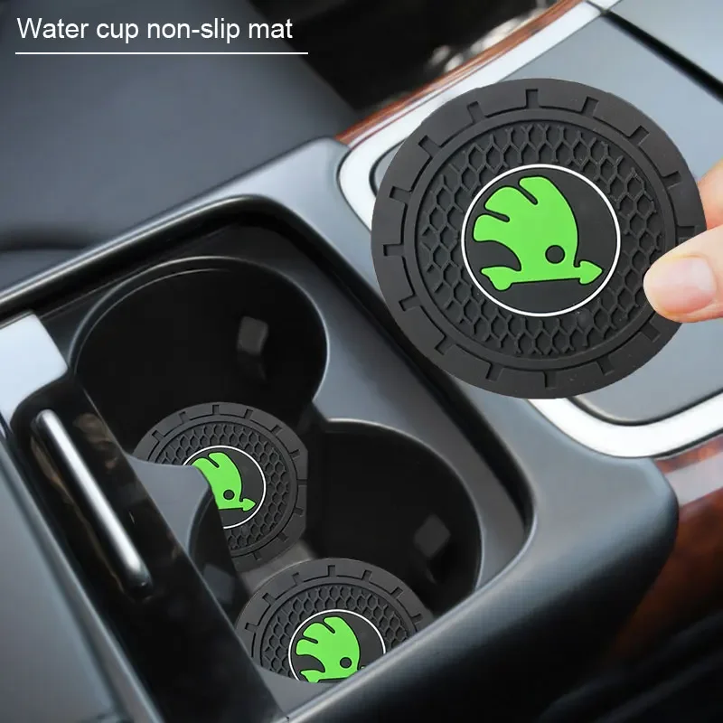 Car Coaster Slot Non-Slip Pad Water Cup Holder Mat Accessories for Skodas Octavia Kodiaq Fabia Rapid Superb A5 A7 2 Kamiq Karoq