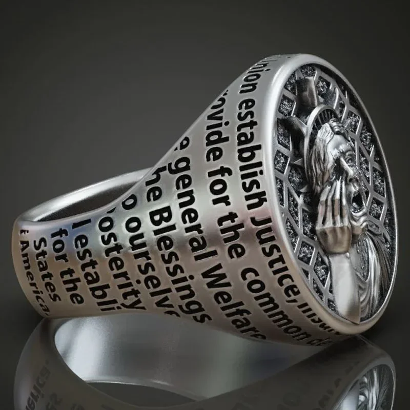 20g Rings Statue Of Liberty Crying Usa Constitution Gold Rings  Customized 925 Solid Sterling Silver Many Sizes 6-13