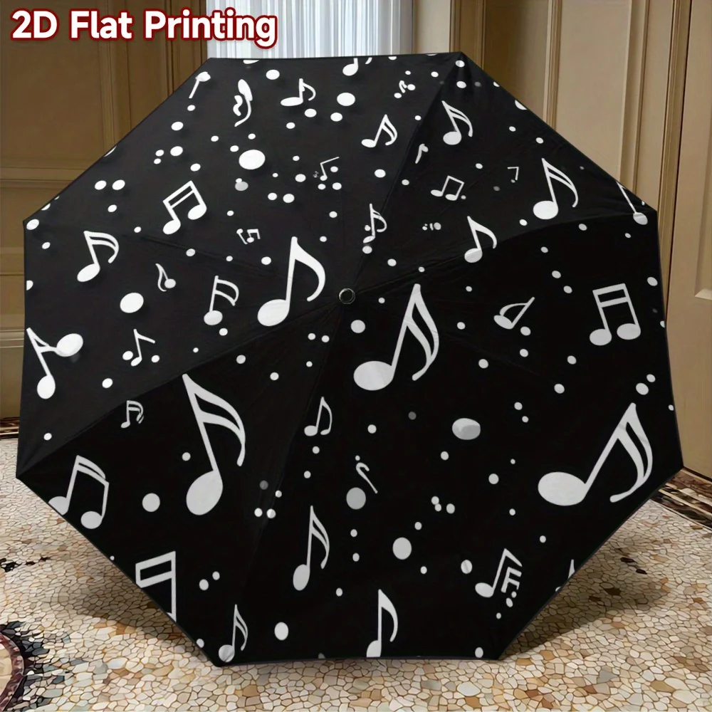 

Автоматический складной зонт с дизайном музыкальных нот — компактный дорожный зонт, прочная 8-спицевая рама, автоматическое открытие/закрытие, Bl