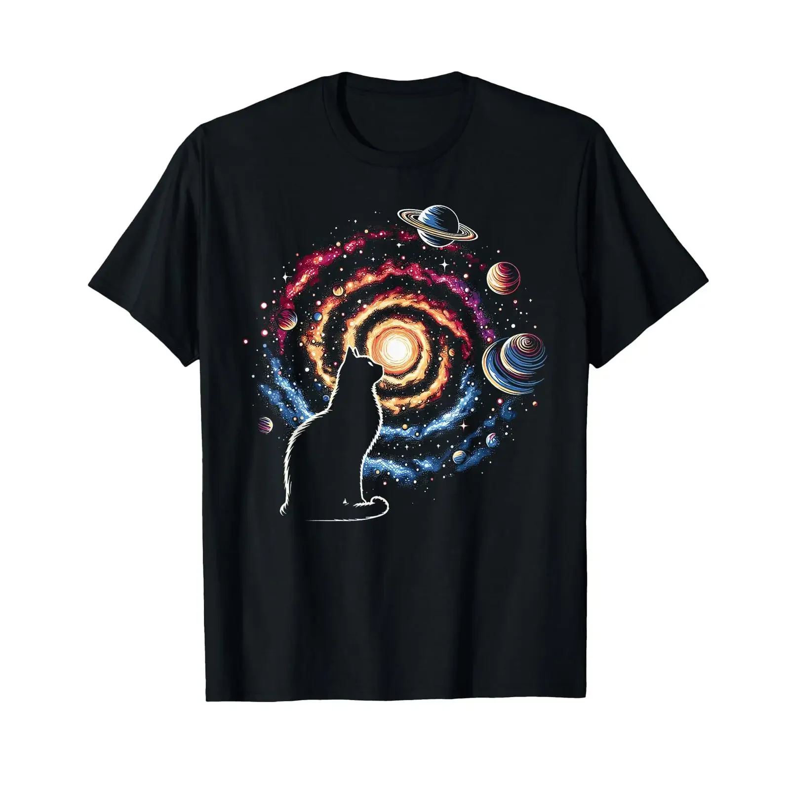 Cosmic Cat Galaxy Design Space Exploring Feline T Shirt vintage Washed Slightly graphic fashion Casual Unisex Stylish Soft