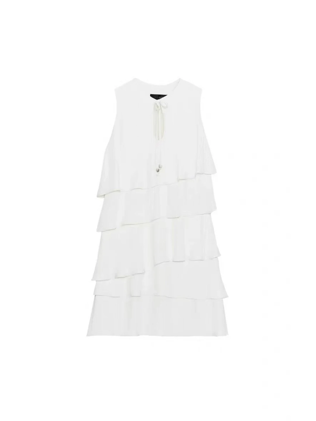 

Casual Short Sleeveless Dress Beach Vacation Layered Decoration Drifting Dynamic Women's H-Line Spring Summer round Neck Dress