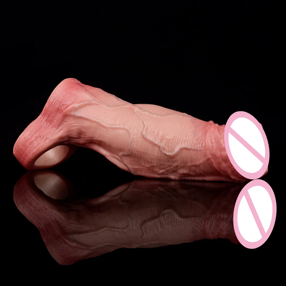 ORALSX واقعية الجوف دسار غمد كبير القضيب كم مفتوح العضوية ديك المكبر الذكور غطاء الديك لعبة الجنس قابلة لإعادة الاستخدام للرجال الكبار