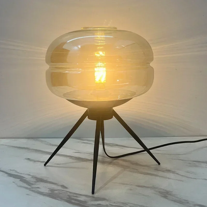TechHPNordic Minimalist Glass LED Desk Lamp Bedroom Headboard Study Designer Creative Living Room